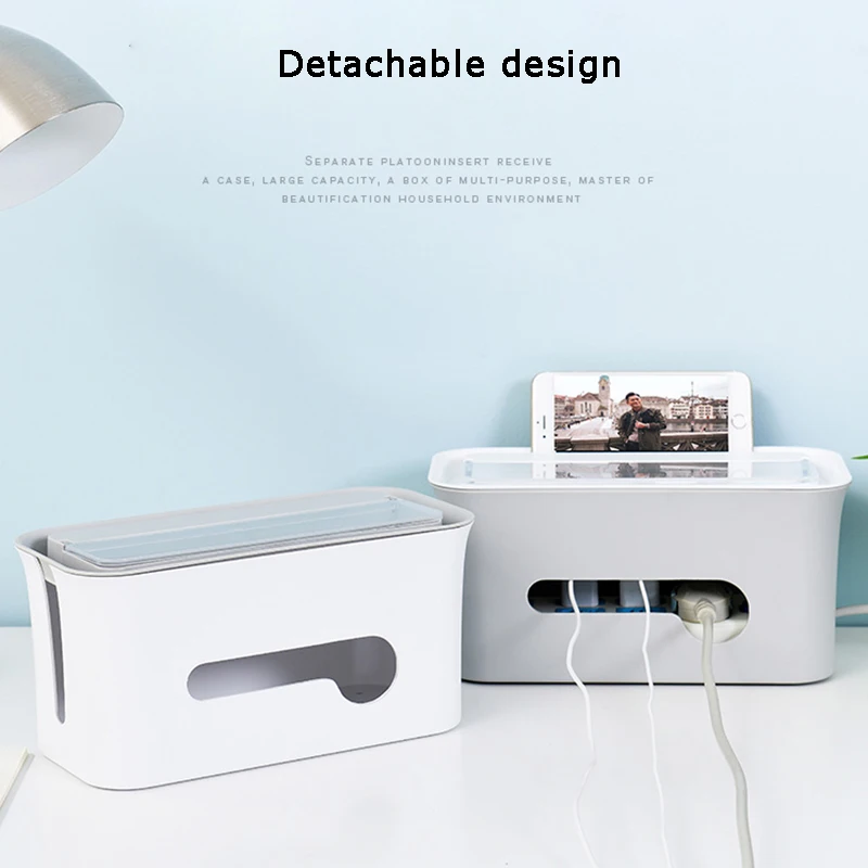 ABS dust-proof heat dissipation wire storage box for data line entanglement power charger computer wire winder cable organizer