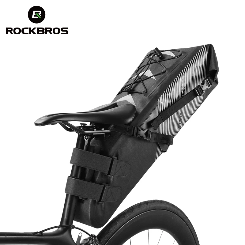 cheap ROCKBROS Bike Bag Waterproof Reflective 10L Large Capacity Saddle Bag Cycling Foldable Tail Rear Bag MTB Road Trunk Bicycle Bag