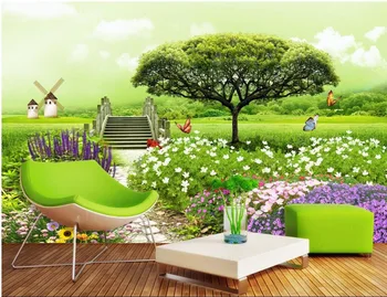 

Custom photo Non-woven mural 3d wallpapers for living room A tree pastoral painting 3d wall murals wallpaper for walls 3 d