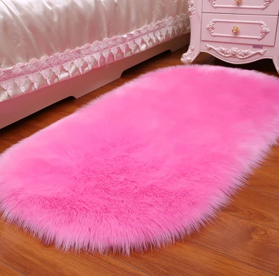 Искусственный овчина ковер натуральный искусственный овчина коврик ковер искусственный мех одеяло декоративные одеяла для кровати мех дома - Цвет: pink