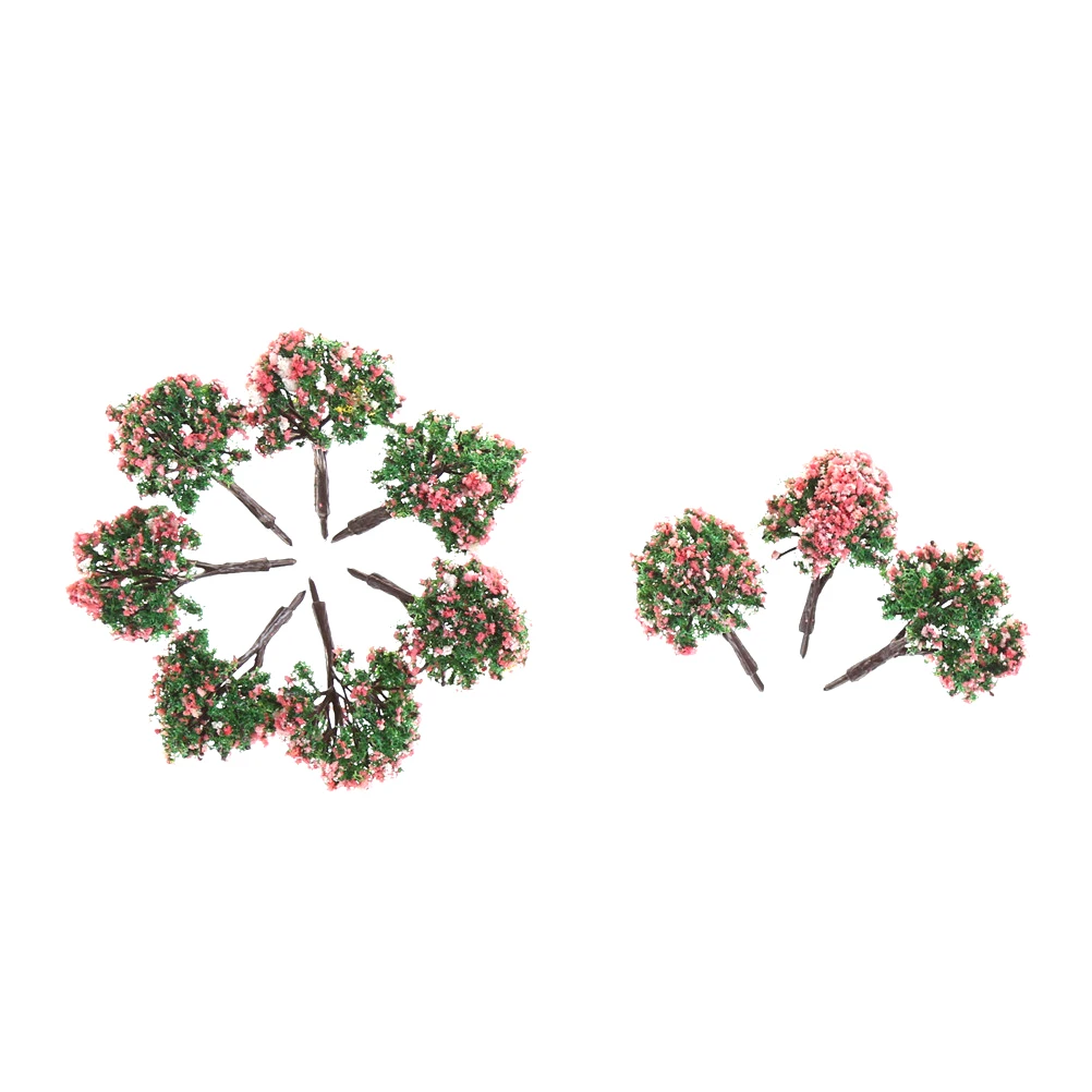 

10pcs/lot Model Tree With Pink Flower For Railroad Scenery Scale 1/300 4cm Model Trees Landscape Scenery Train