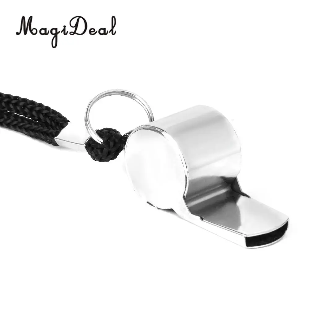 MagiDeal New Metal Referee Whistle and Lanyard Football Soccer Tool for Basketball Coaches Officials Board Game Supply Gifts