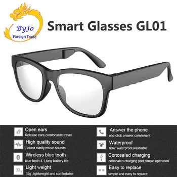 

GL01 Bone conduction Bluetooth glasses IP67 Waterproof One-click answering call Compatible with sunglasses and myopia glasses