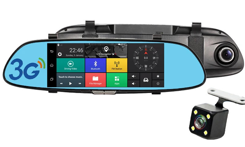 Автомобильный видеорегистратор Bluavido " 3g Full HD 1080 P, gps навигация, Bluetooth, двойной объектив, зеркало заднего вида, видеорегистратор, автомобильная камера