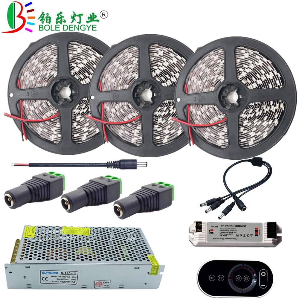 

BOLEDENGYE 5050 White Warm White LED Strip 5m 10m 15m 12V 60 leds/m Non waterproof Flexible Tape Ribbon+RF Wireless Controller