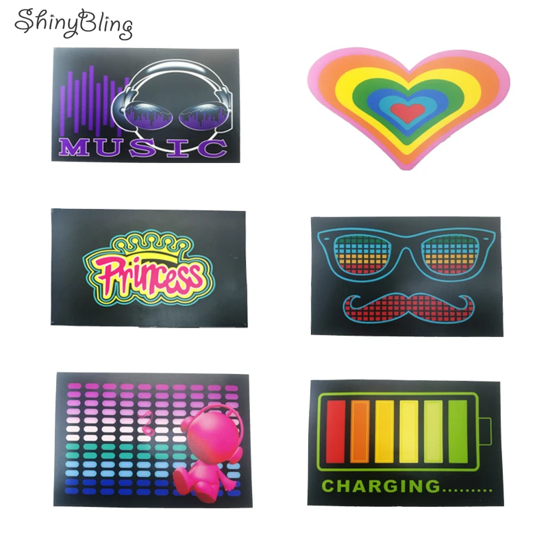 

Sound Activated LED Sew On Patches For Clothes Light Up and Down Flashing Equalizer EL