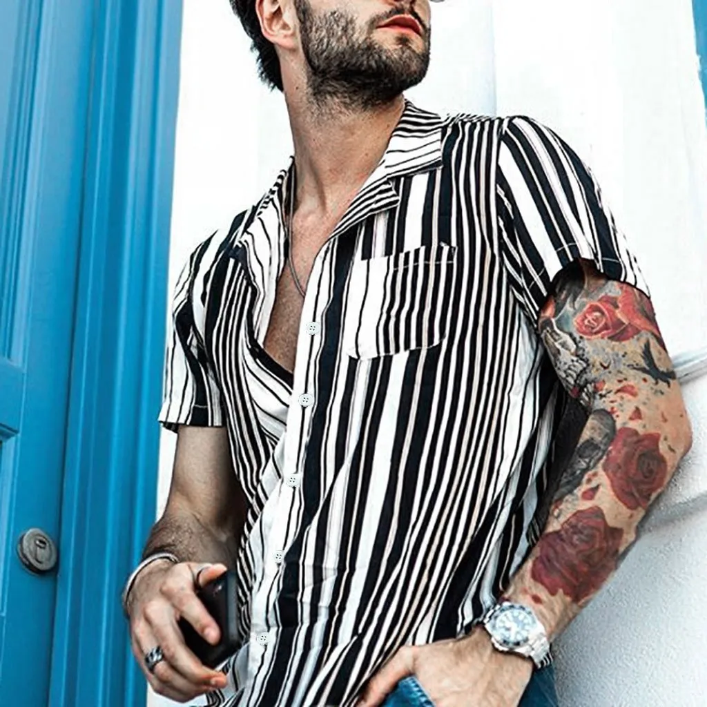 قميص رجالي Camisa الشاطئ 2019 الصيف الخريف ميزات الرجال قصيرة الأكمام قميص عارضة فضفاض بلوزة الذكور زر الرجعية قمصان قمم قميص رجالي Camisa الشاطئ 2019 الصيف الخريف ميزات الرجال قصيرة الأكمام قميص عارضة فضفاض بلوزة الذكور زر الرجعية قمصان قمم