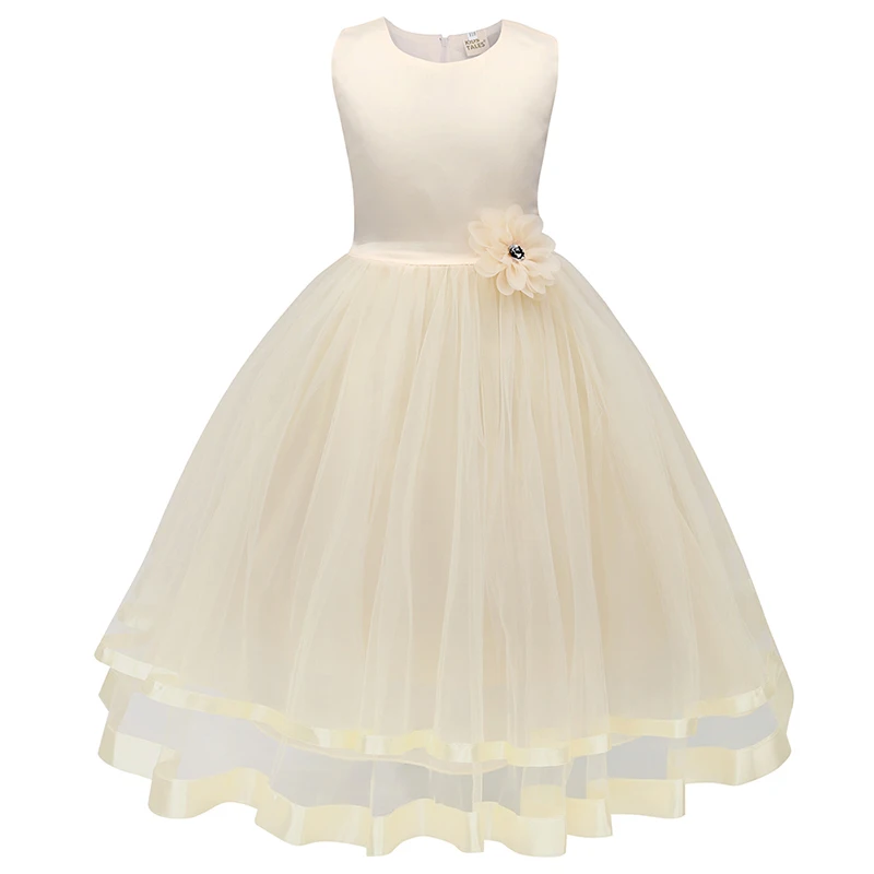 Long Gown for Junior Kids Graduation Wedding Flower Girls Dress First Communion