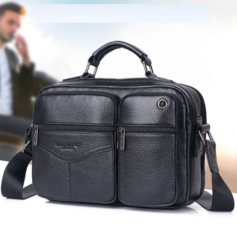 Men Genuine Leather Briefcase Business Messenger Sling Shoulder Bag Tote Handbag