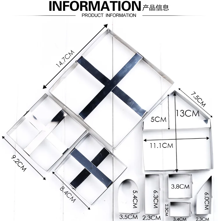 Enipate Рождество 9 шт./компл. формочки для печенья 3D пряничный домик защелкой из нержавеющей стали для Сталь Fondant(сахарная) пресс-форма для торта печенья прессформы выпечки инструменты