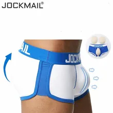JOCKMAIL, сексуальное мужское нижнее белье, пенис и увеличитель бедер ягодиц, пуш-ап чашка, мягкое, Гей Нижнее белье, мужские боксеры, шорты, подтяжка попа, Корректирующее белье