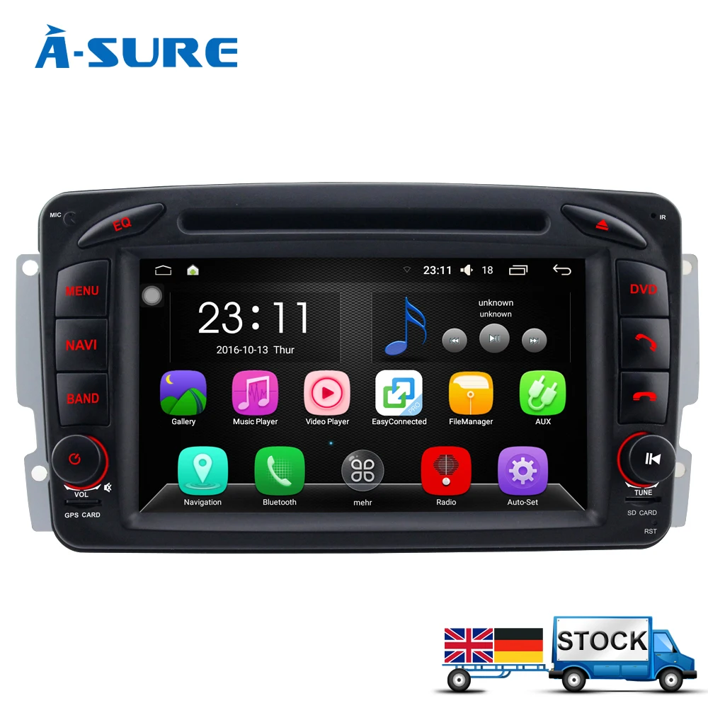 A-Sure DAB+ Android 6.0 Car DVD GPS Navi for Mercedes Benz C Class W203 S203 CLK W209 Viano Vito W639 W463 With Radio WIFI | Автомобили и