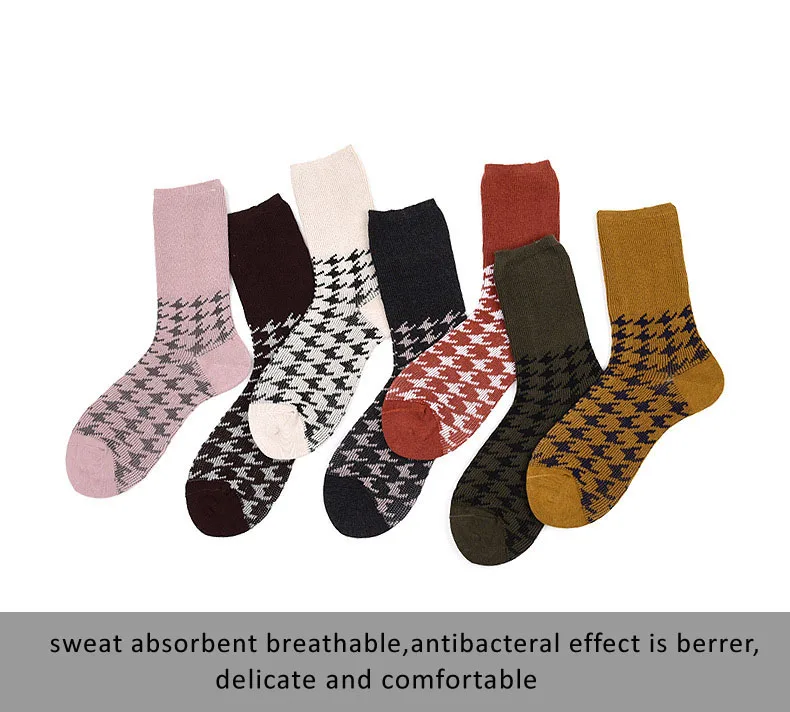 VERIDICAL 5 пар/лот женские носки хлопковые короткие Houndstooth sox skarpetki свободные диабетические носки Япония Южнокорейский стиль harajuku