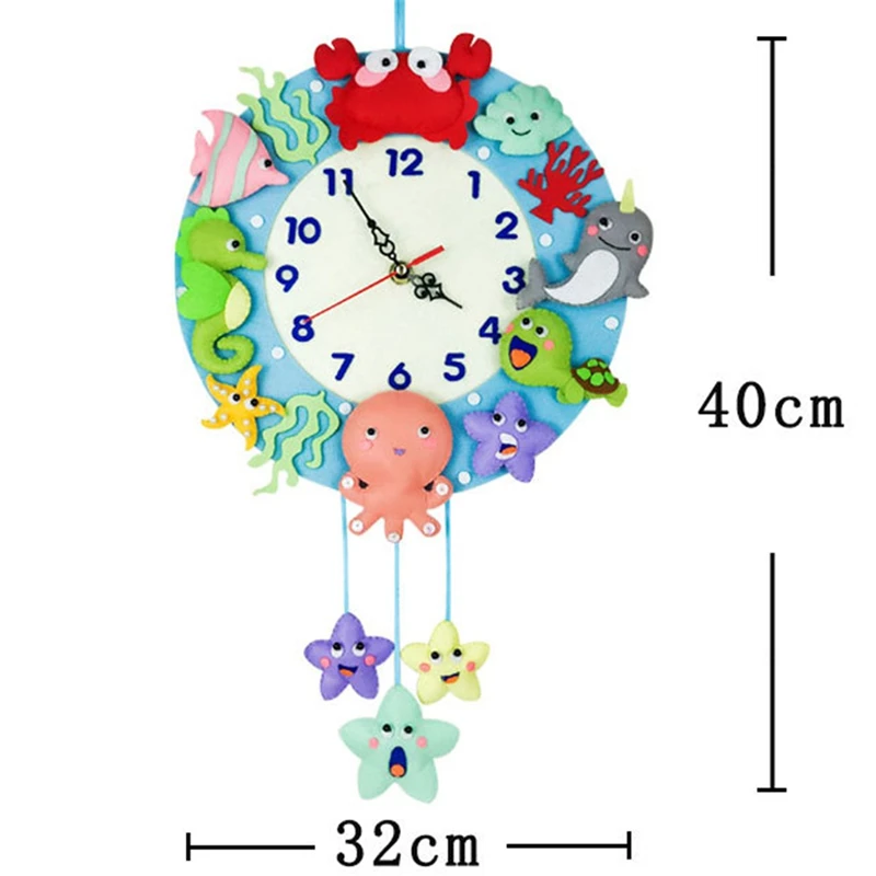 Войлочные животные настенные часы «сделай сам» ткань ручной работы Подвесные часы лесная тематика Тряпичные часы украшения для гостиной настенные украшения для дома