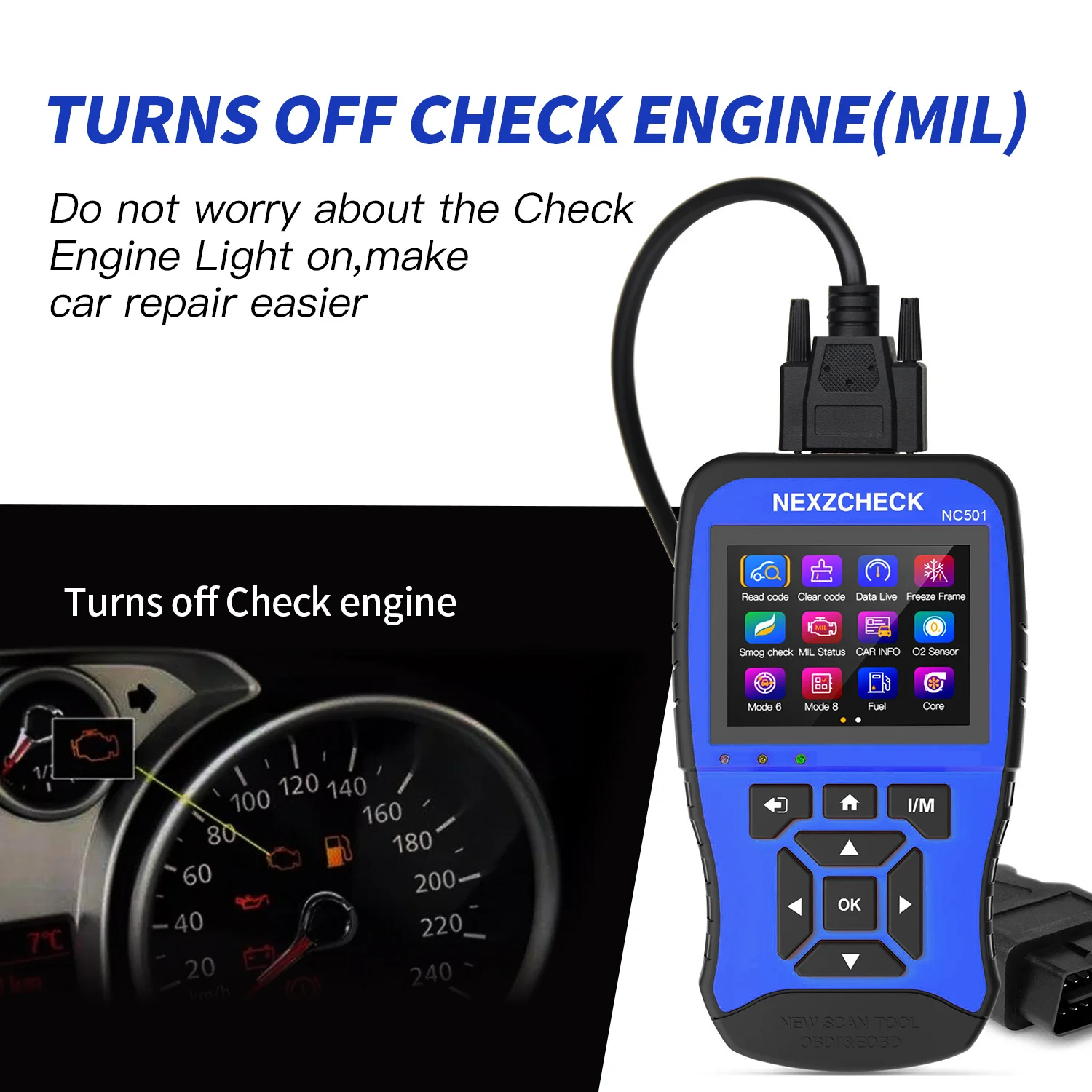 Автомобильный сканер HUMZOR nexzchece OBD2 и EOBD считыватель кода двигателя NC501
