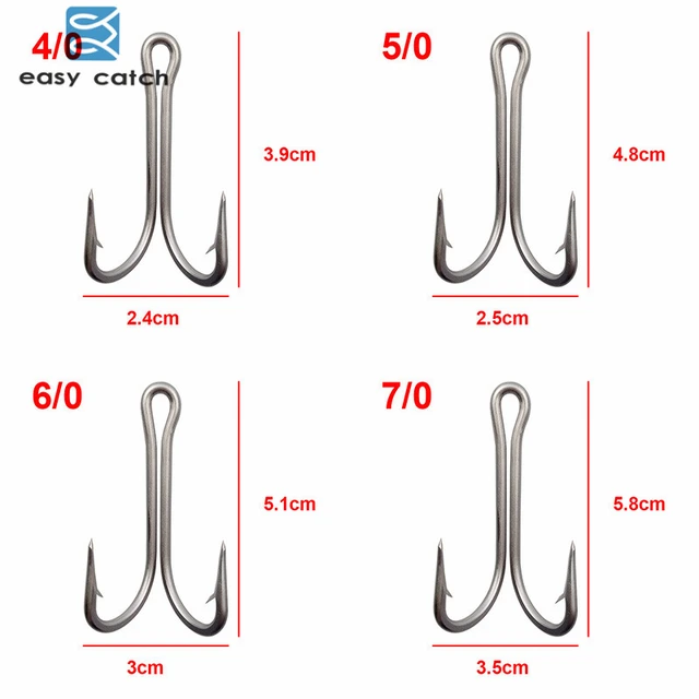 Easy Catch 10pcs 7982 Stainless Steel Double Fishing Hooks Big