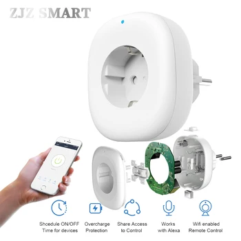 

tuya smart WiFi Wireless EU Plug Socket Alexa/Google Timer Control shareUSB Port Smart Timing Output Smart Home Automation Work