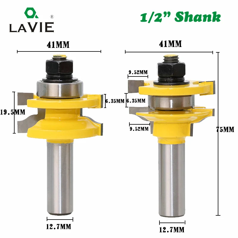 LA VIE 12 мм 1/" хвостовик 2 шт набор рельсовых и Stile фрезы совпадают 2 бит Ogee Tenon резак двери окна Деревообрабатывающие инструменты MC03132