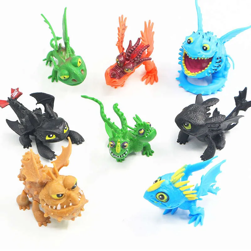 

8pcs/Set How to Train Your Dragon 2 Toothless Action figure Light Fury Toothless Toys For Children's Birthday Gifts
