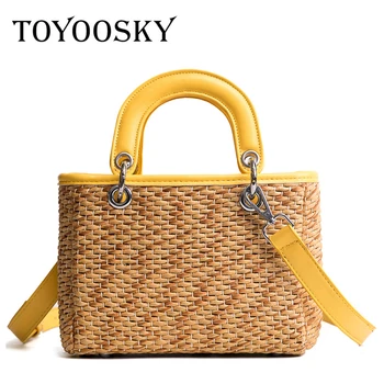 

TOYOOSKY Beach Bag Straw Totes Bag Flap Women Handbag Braided 2018 New Arrivals High Quality Women Shoulder Bag for Summer