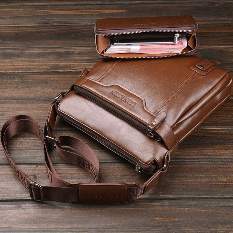 

High Quality Leather Vintage Men Messenger Bags For Business Large Capacity Flpa Luxury Brands Shoulder Bags Male Bolsa Hot Sale
