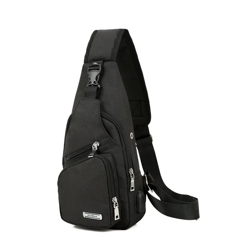 DIOMO Сумка-слинг для мужчин, нагрудная сумка с usb зарядным портом, Оксфорд, Повседневная маленькая сумка через плечо, Короткие дорожные сумки-мессенджеры - Цвет: Черный