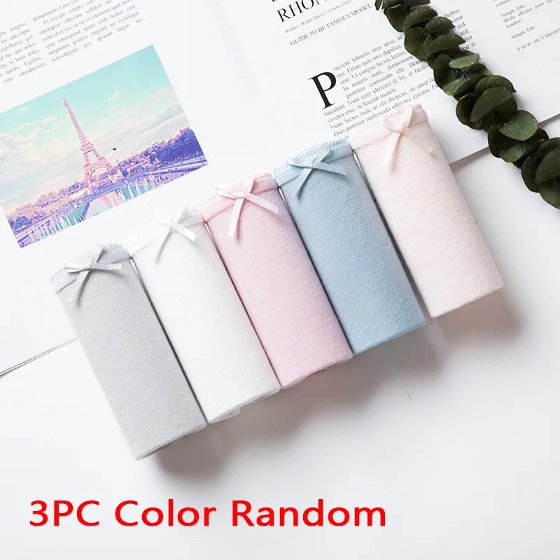 

3PC Random Panties Soft Seamless Solid Briefs Elegant Cotton Low Rise Panties Women Breathable Sexy Lingerie Underwear Women