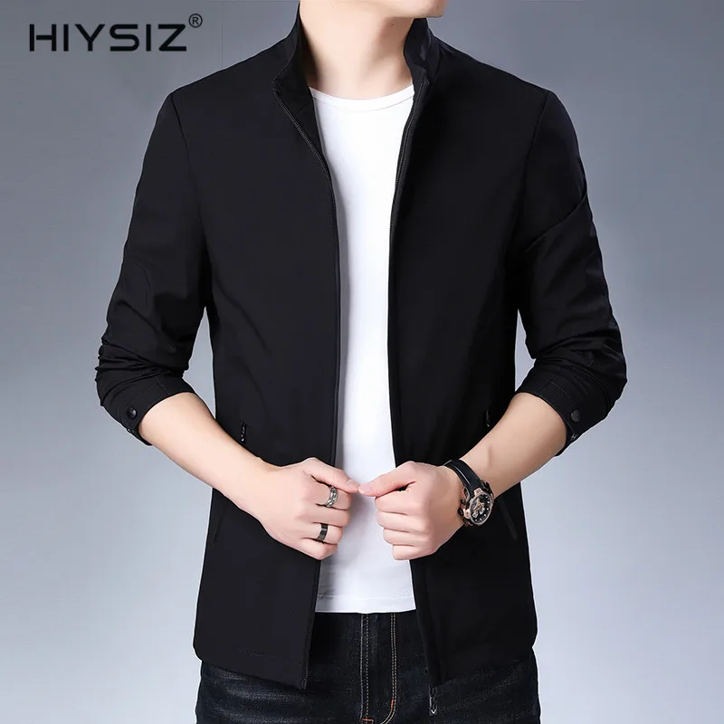 

HIYSIZ Outwear Men 2019 Tops Brand Casual Streetwear Male Autumn Fashion Trend Zipper Solid Simple Style High Quality 1904