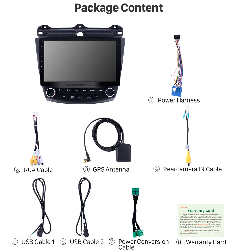 Perfect Seicane Car Android 8.1 GPS 10.1" HD 2Din Auto Radio For Honda Accord 7 2003 2004 2005 2006 2007 Stereo Player Quad Core 3G Wifi 21