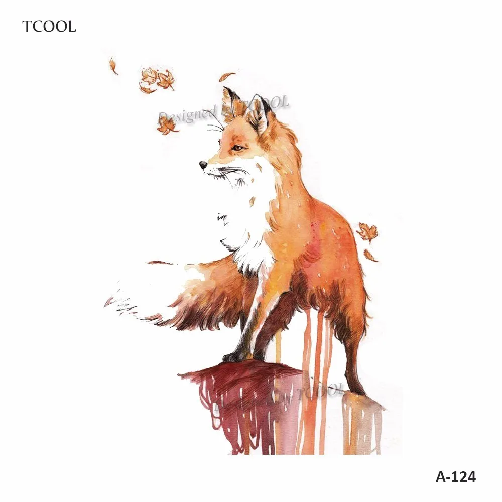 

HXMAN Fox Women Temporary Tattoo Sticker Tattoos for Waterproof Men Fashion Body Art Kids Girls Hand Fake Tatoo 9.8X6cm A-124