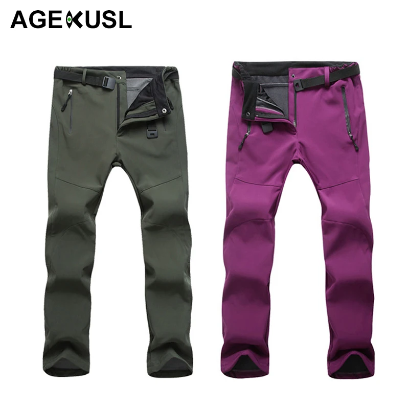 

AGEKUSL Winter Water Resistant Hiking Pants Men Women Windproof Sport Shoftshell Warm Trouser Cycling Camping Skiing Pants 2018