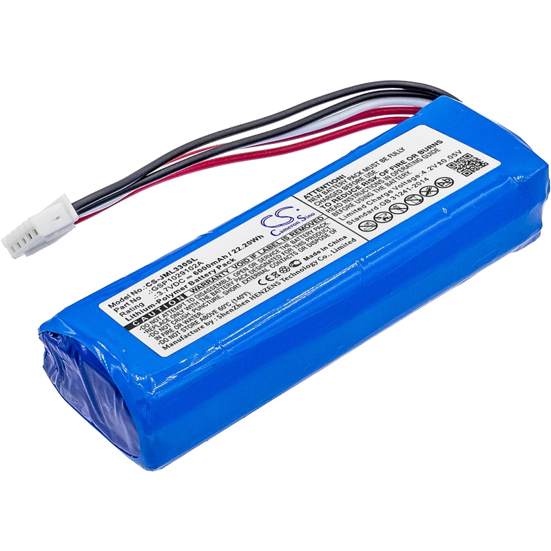 

Cameron Sino 6000mAh Battery GSP1029102A for JBL Charge 3, please double check the place of 2 red wires on your old battery