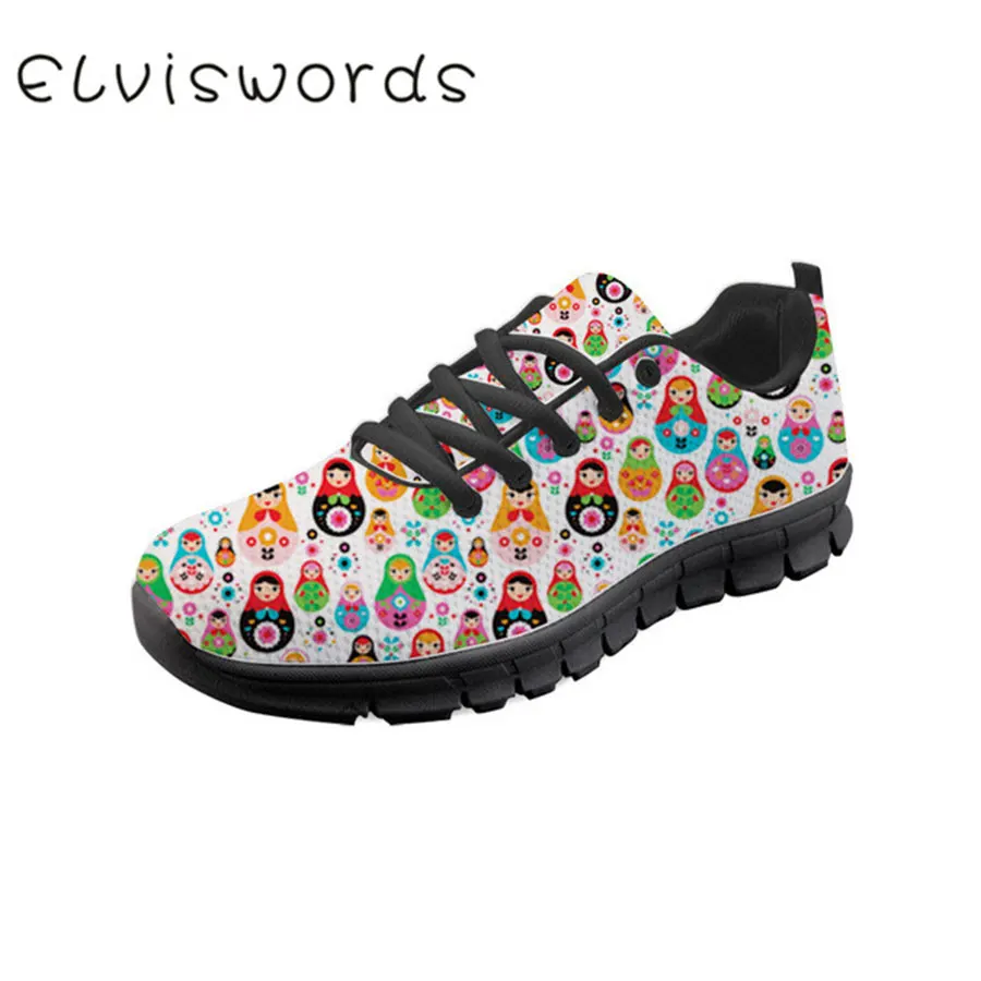 

Women‘s Casual Shoes Russian Matryoshka Printed Cute Fashion Lace-up Ladies Sneaker Lightweight Flat Sport Shoes Students