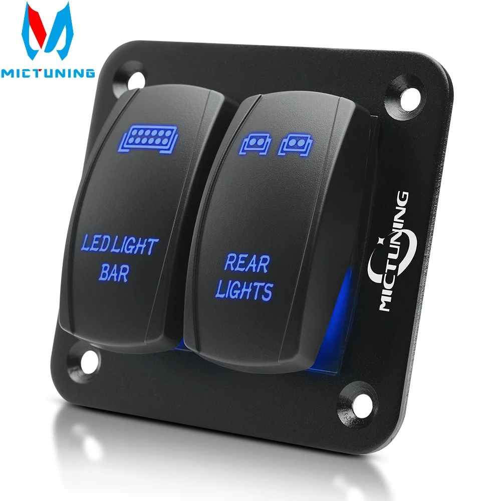 

MICTUNING 2 Gang Rocker Switch Panel 5 Pin ON/Off Toggle Switch Control Panel with LED Light 12/24V for Boat Car Marine ATV UTV