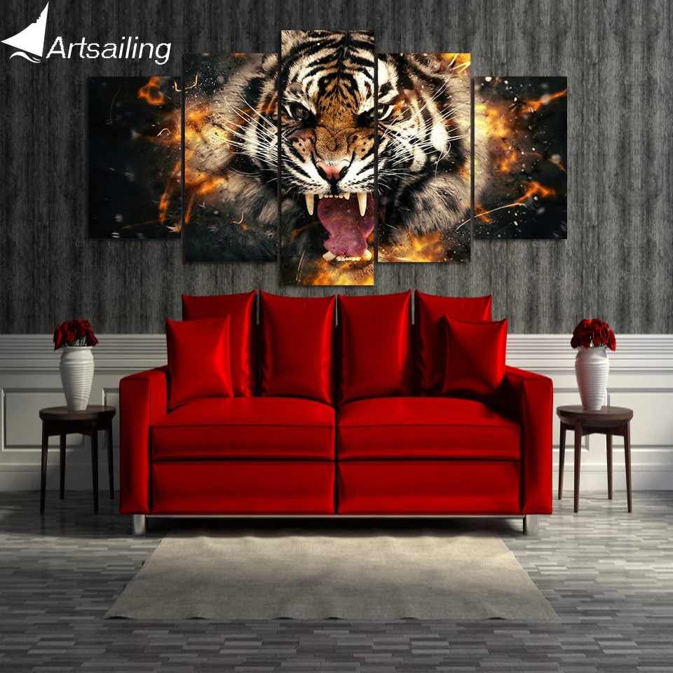 HD Printed abstract Animal tiger Painting Canvas Print room decor print