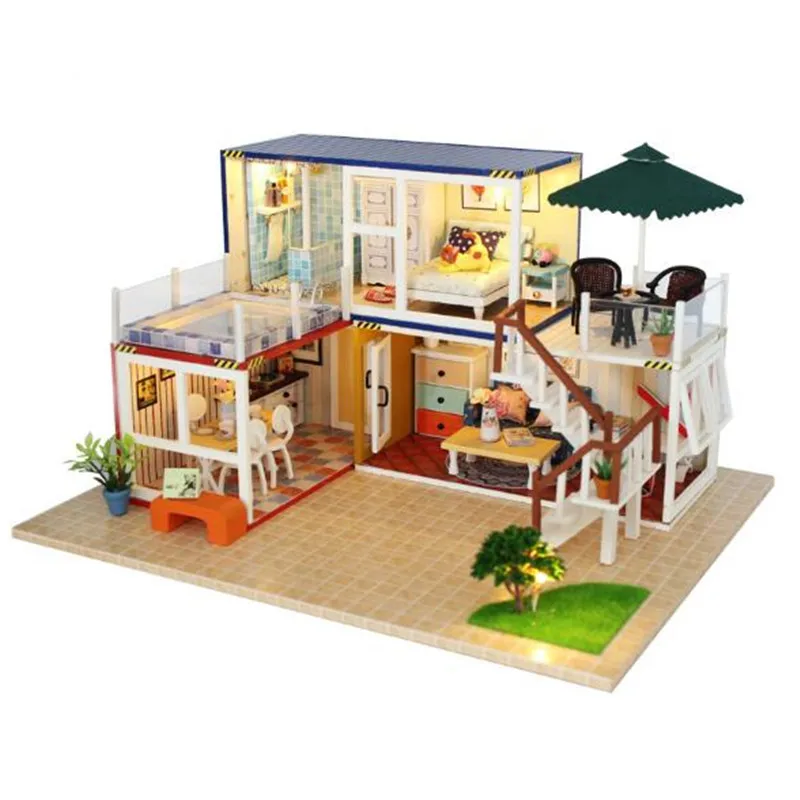 Милый дом DIY миниатюра деревянный дом комната модель здания наборы деревянная мебель игрушки миниатюрный пейзаж
