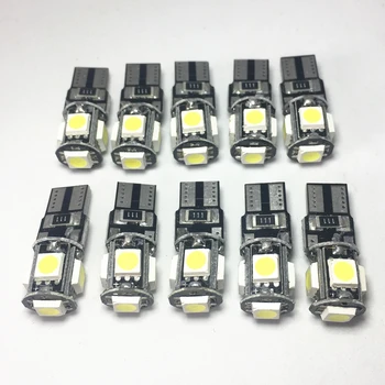 

100Pcs White Blue Red T10 W5W led 194 168 Wedge Lamp Car Light 5smd 5050 Led Error Bulbs Canbus Band Decoder Sign Trun Light 12V