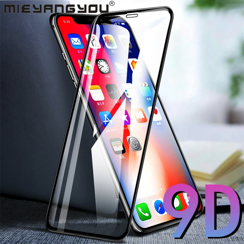 

9D Full Cover Tempered Glass For iPhone 8 7 6 6S Plus X XS MAX XR Film For iphone On 7 8 X Screen Protector Protective glass XS