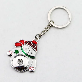 

10styles to choose! New design snowman Christmas keychain with 18mm enamel ginger snap button pendant charm for women and men