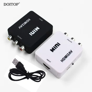 DOITOP USB Mini HDMI to RCA AV CVBS Converter HD 1080P HDMI2AV Audio Video Converter Connector Adapter For PS3 PC VCR DVD TV