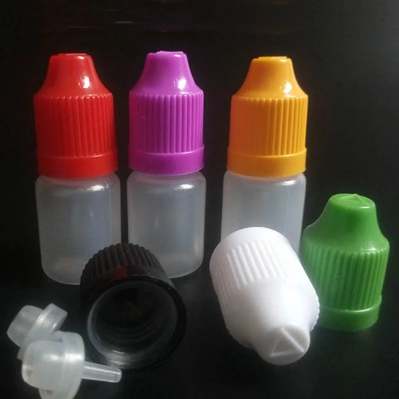 

2500pcs PE 5ml Dropper Bottles empty plastic Eye Dropper Bottle oil bottle for E Cig With Childproof Cap Free shipping