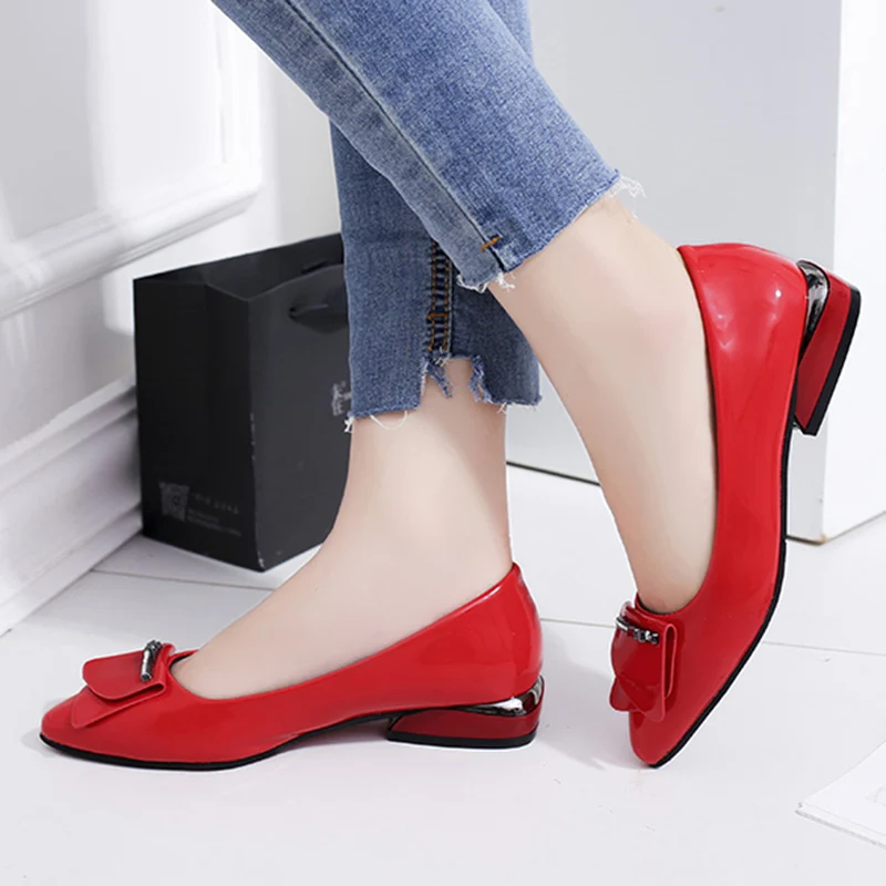 

Plus Size 34-41 OL Office Women Shoes Crystal Low Heel Dress Shoes Patent Leather Shoes Woman Boat Shoes zapatos mujer 6472