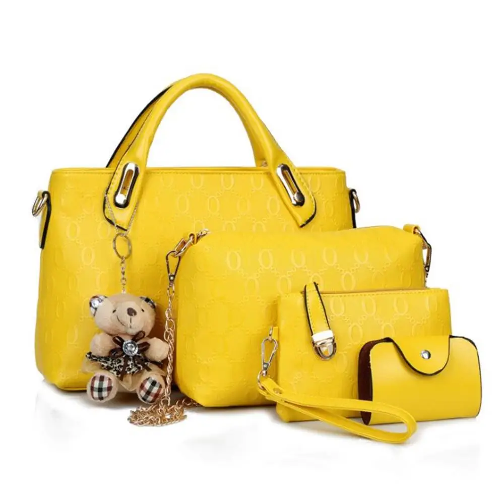 ETONTECK женская сумка, сумки с ручками, женские сумки известного бренда, женские сумки-мессенджеры для девушек, 4 комплекта из искусственной кожи, композитная сумка - Цвет: yellow composite bag