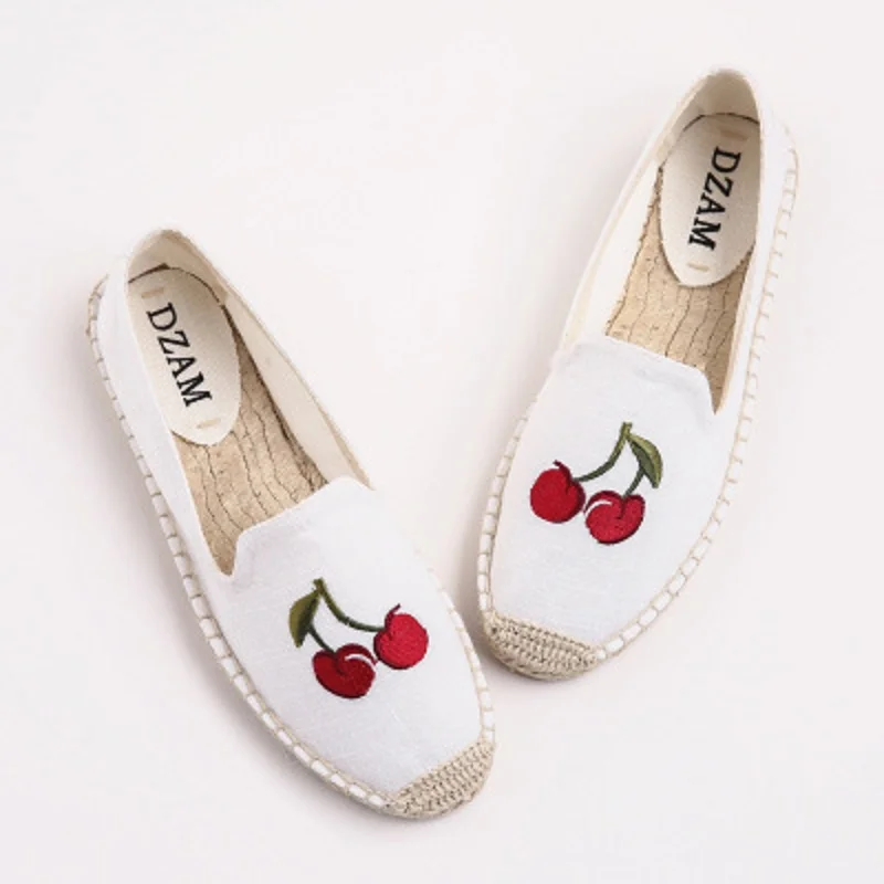 Fina 2 Moda Paja Bordado 1 Espacio Cereza 2018 Nuevo Casuales Pescador Zapatos 7wqpZAY