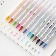 12 Цветов/комплект Двойные наконечники два маркера, файнлайнер, Цвета фломастер для скетчей Рисование акварелью набор ручек
