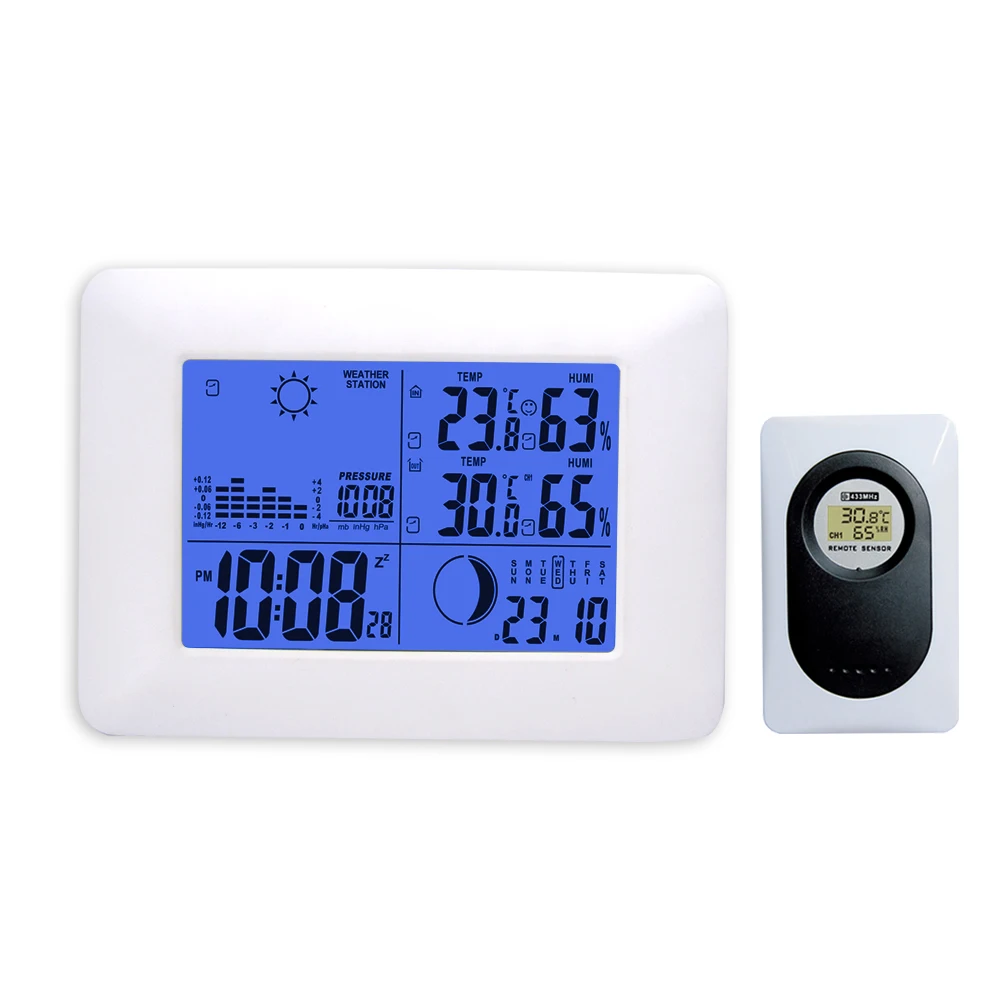 

Top DYKIE LCD Wireless Weather Station Double alarm Clock Household Digital Home Barometer Indoor Outdoor Thermometer Hygrometer