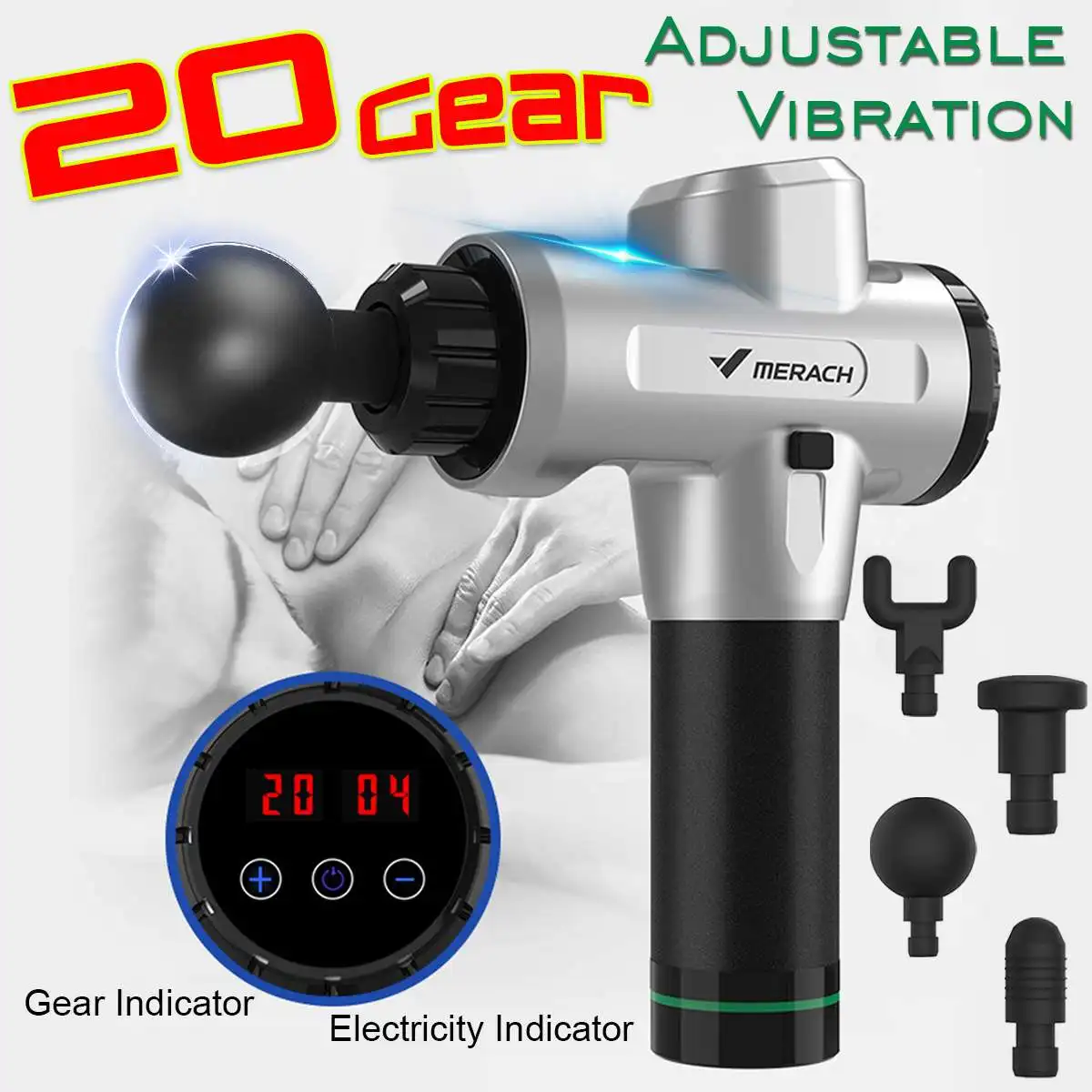 

Electronic Therapy Body Massage Guns 20 Files Brushless LED Massage Guns Body Muscles Relaxing Relief Pains With 4 Heads