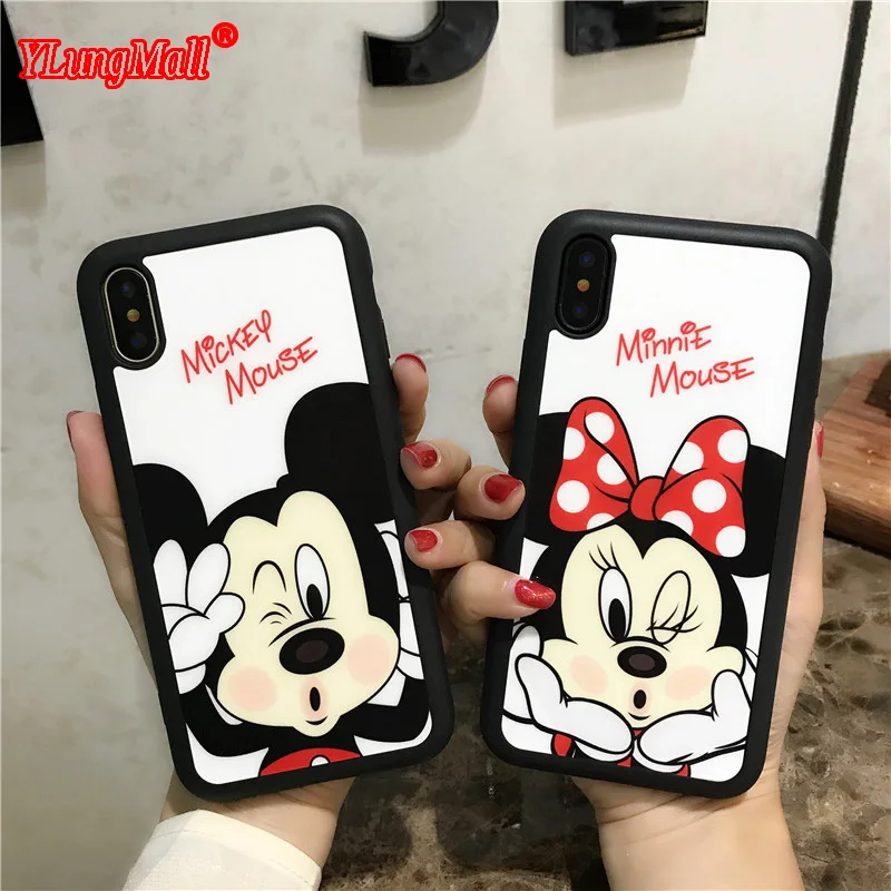 

Cartoon Cute Mickey Minnie Mouse Soft TPU Case Cover Coque for iPhone 8 X 7 6 6S Plus 7plus 8plus Phone Case Capa Fundas