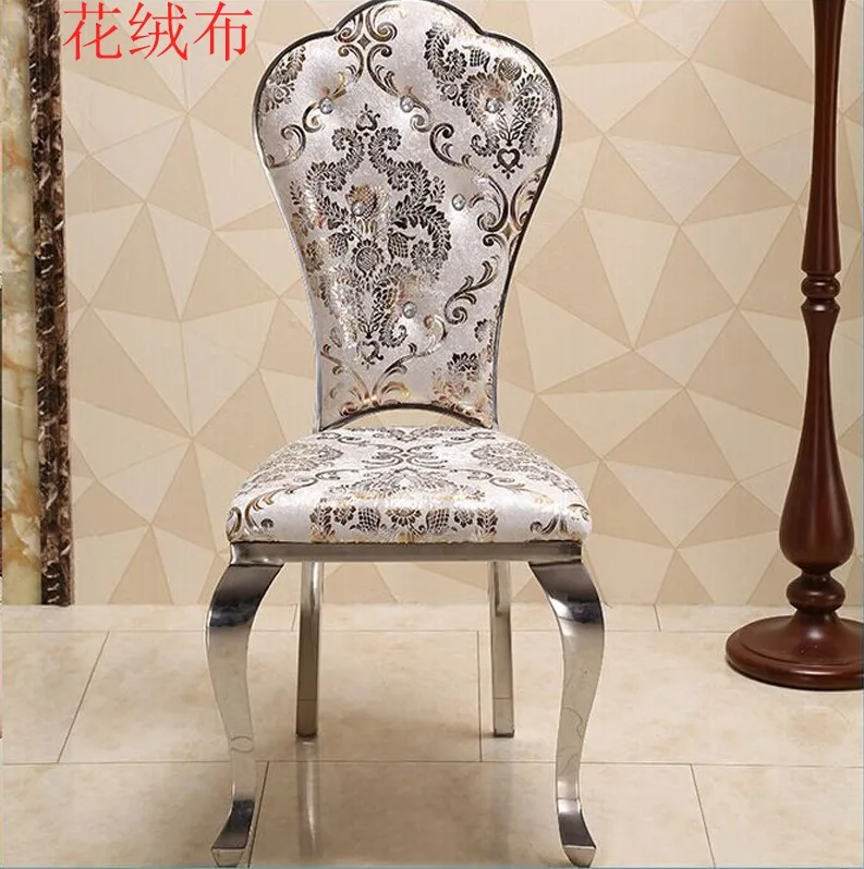 Louis fashion Dining chairs Fashionable cloth in high-end hotels Simple dining room stainless combination