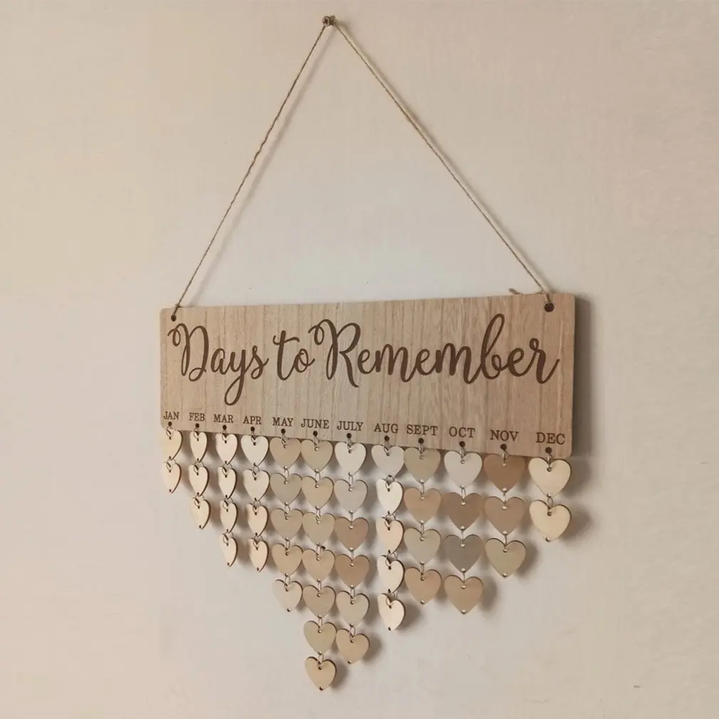

2018 new arrival Calendar wood decoration Reminder Board Home Hanging Decor Wooden Calendar Board Hanging Decor dropshipping